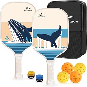 ZUMWORGION® Pickleball Paddles Set of 2: Fiberglass Rackets for Beginners with Balls - 8mm Honeycomb Core Spin | 7oz Lightweight - Couple Pickle Gifts for Women