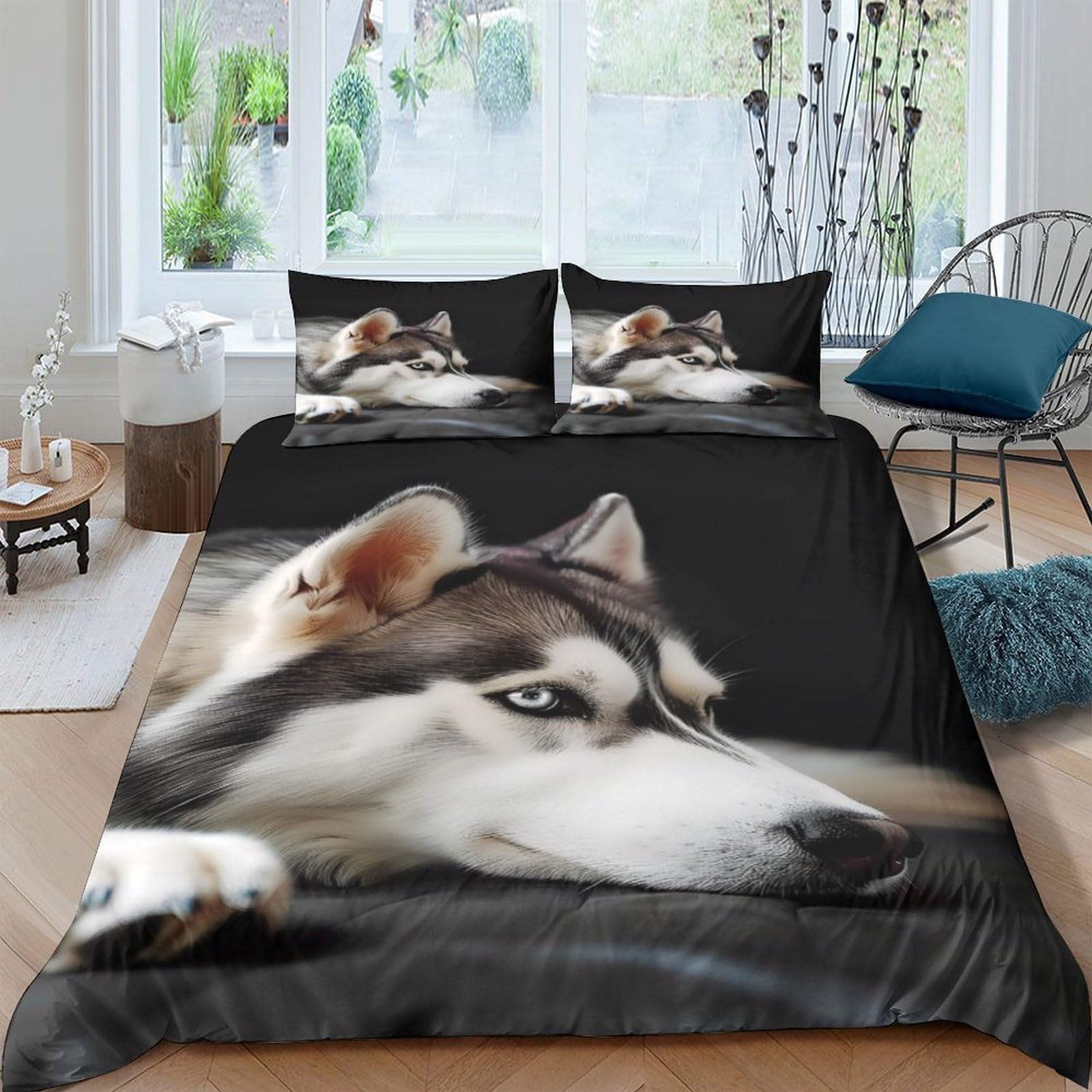 Ctjqhvkz Style-2 3D Printed Husky Wolf Fitted Sheet Microfiber Soft Breathable Animal Pattern Mattress Cover For Bedroom Dorm Decor Single（135X200cm）