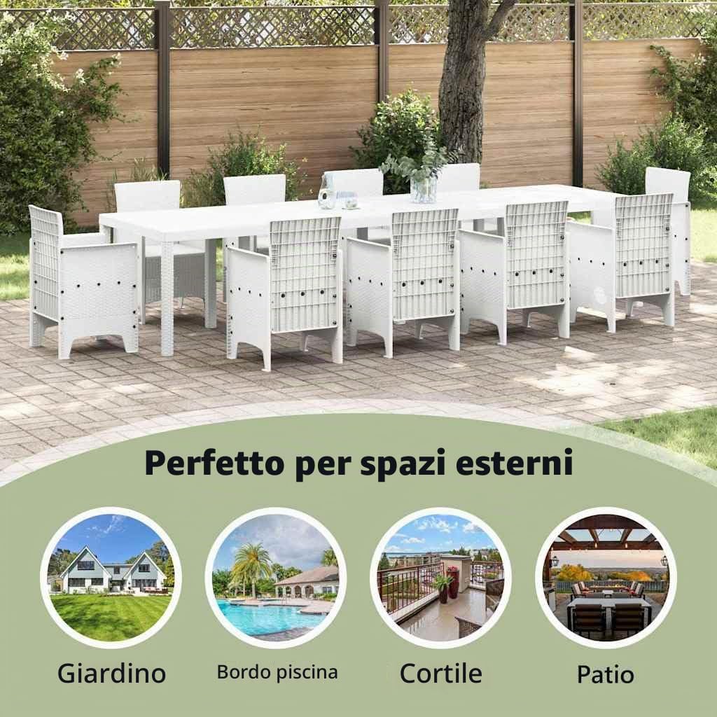 vidaXL Tuinstafel Wit 350 x 100 x 74 cm poly rattan | Deze mooie tafel geeft je buitenruimte een trendy vibe, Je kunt 'm makkelijk uitbreiden voor meer gasten,