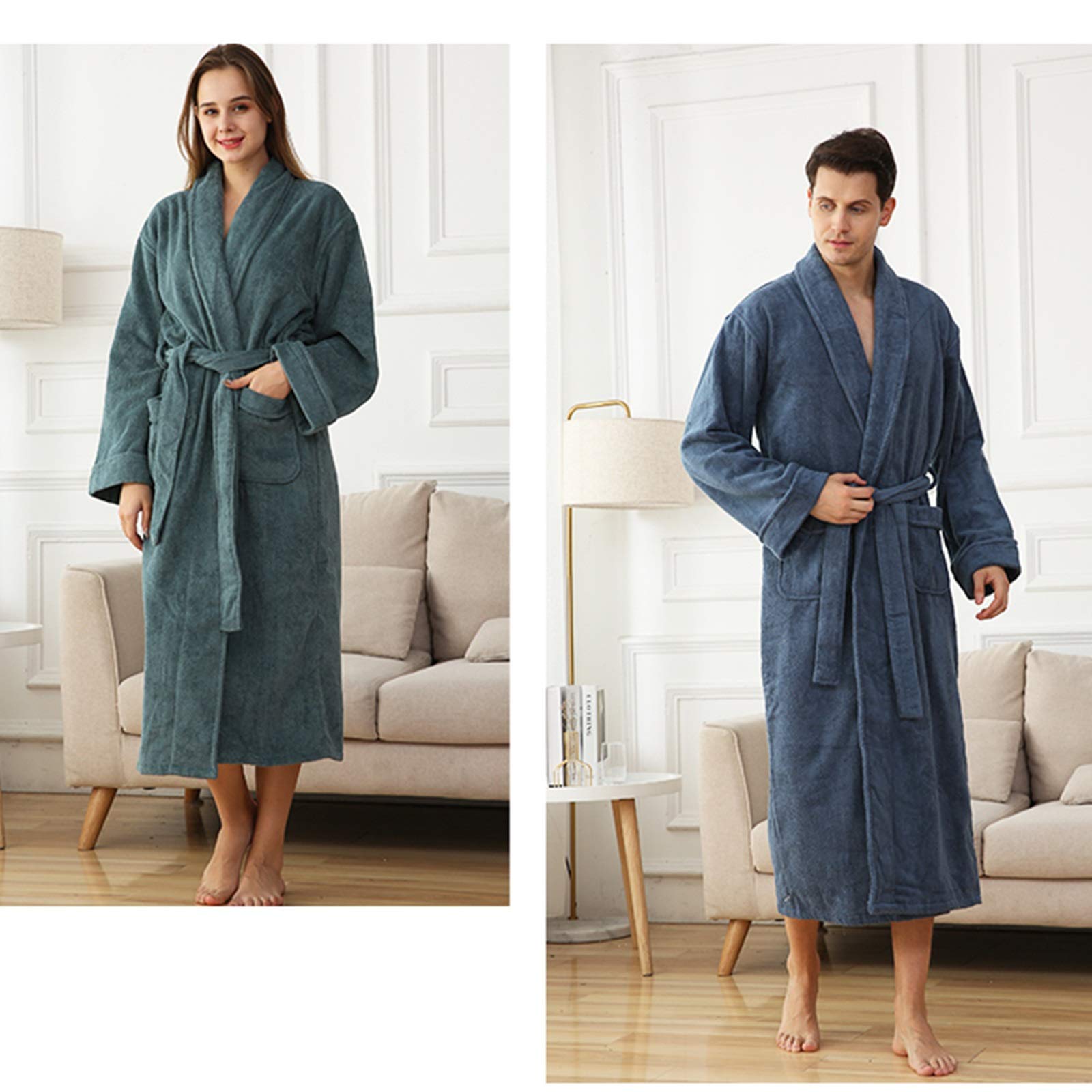 Generic Accappatoi Asciugamano Accappatoio Uomo Donna, Accappatoio Donna Soffice Addensare Cotone Kimono Accappatoi Lunghi Pigiama Camicie da Notte Leggero per Doccia