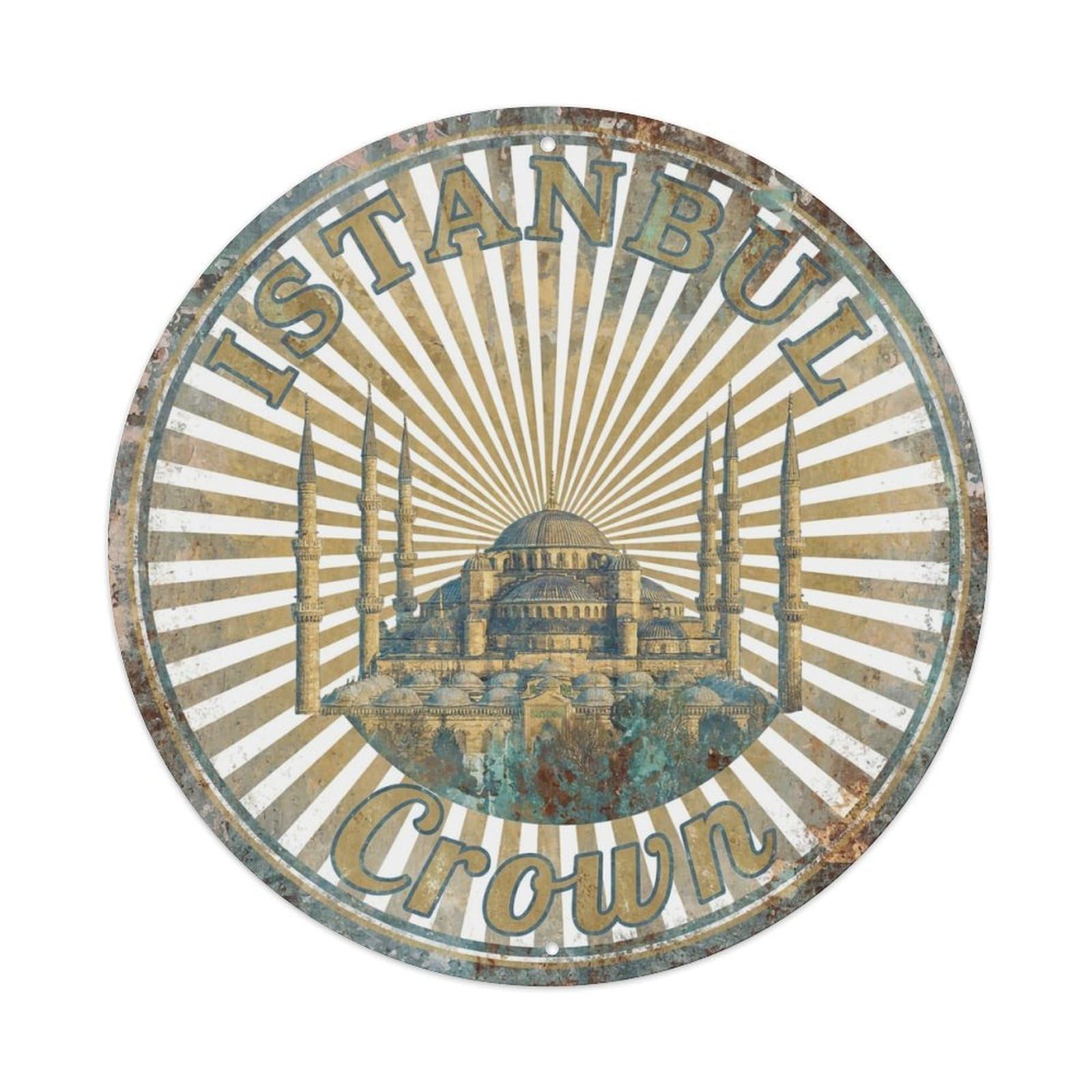 Vintage Travel Istanbul Turkey Crown Vintage Metal Tin Sign Plaque Wall Decor for Cafe, Club Bar, Office, Garden Metal Poster 8x8Inch