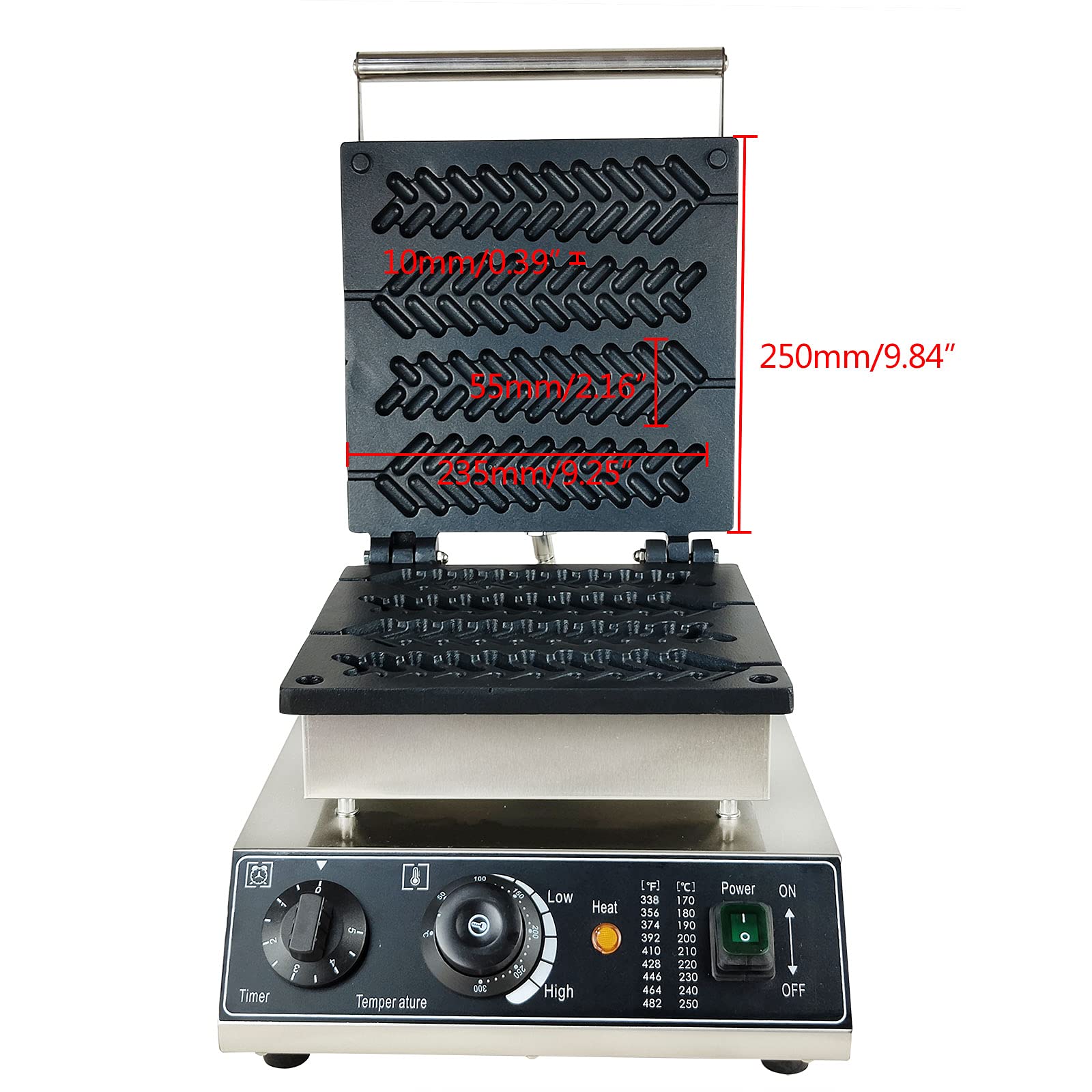 gofrera multifunción 1750W máquina de gofres eléctrica comercial anti adhesivo máquina máquina profesional control de tiempo y temperatura 50~300℃ (4 forma de trigo)