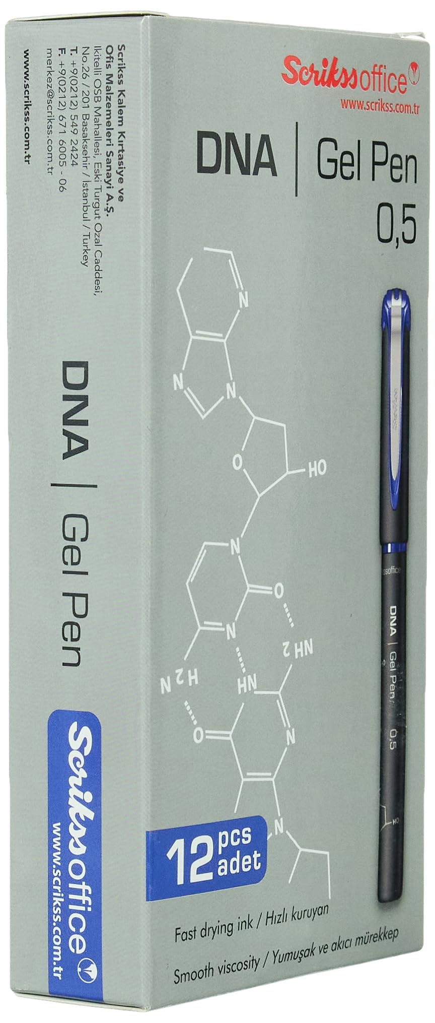 Scrikss Office Dna Jel Tükenmez Kalem 12'li Ambalaj Mavi 0.5 Mm