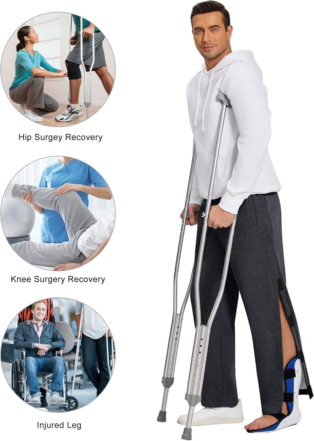 Deyeek Mens Fleece Tear Away Pants Loose Fit Post Knee Replacement Surgery Pants Breakaway Sweatpants Side Snap with Pockets - Image 6