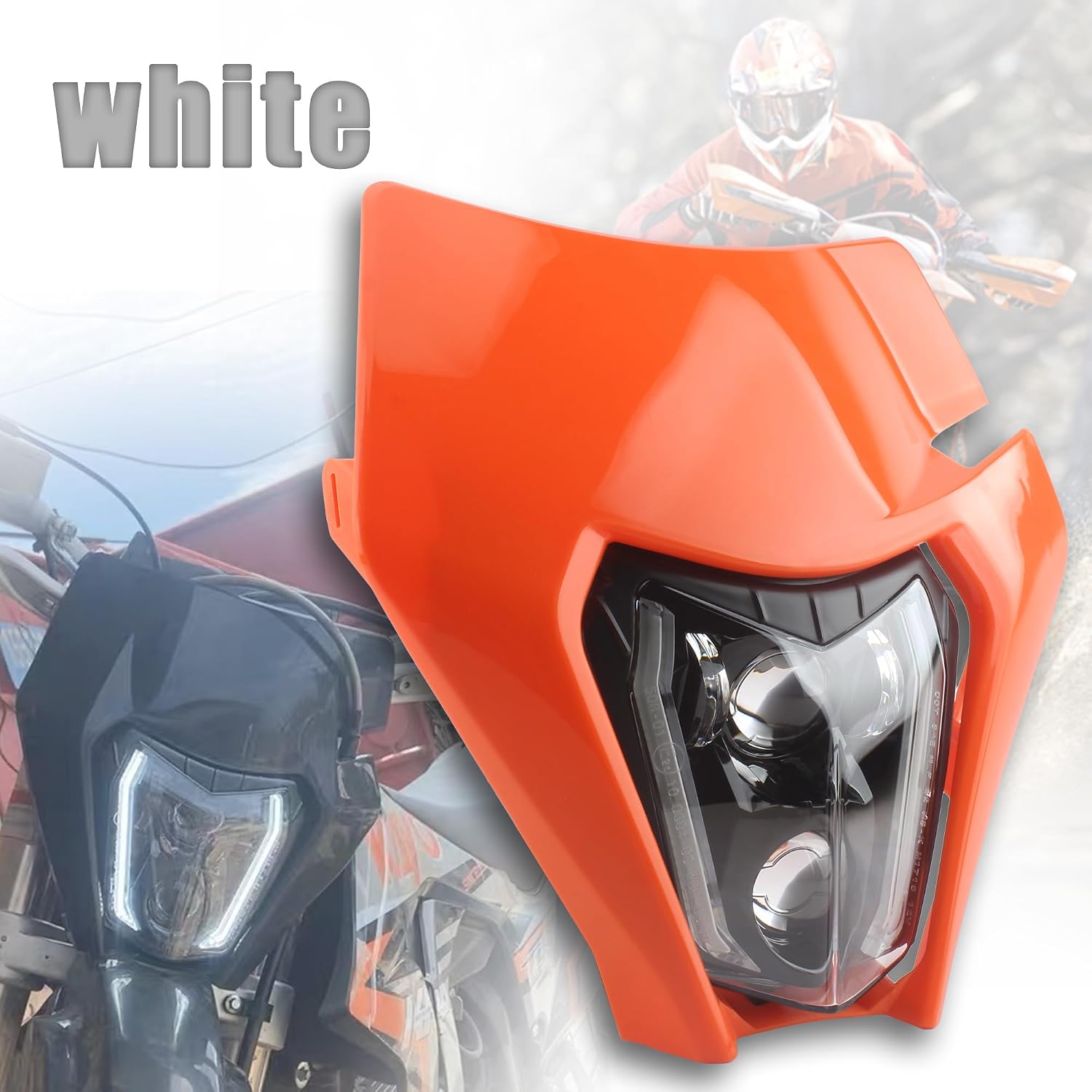 Dirt Bike Headlight LED Headlights Kit Motorcycle Head Lamp Light Kit Compatible with Enduro Pit Bike ATV TC FE TE EXC XCW SXF SX 125 250 300 350 450 500 530 SMC R 690(Orange