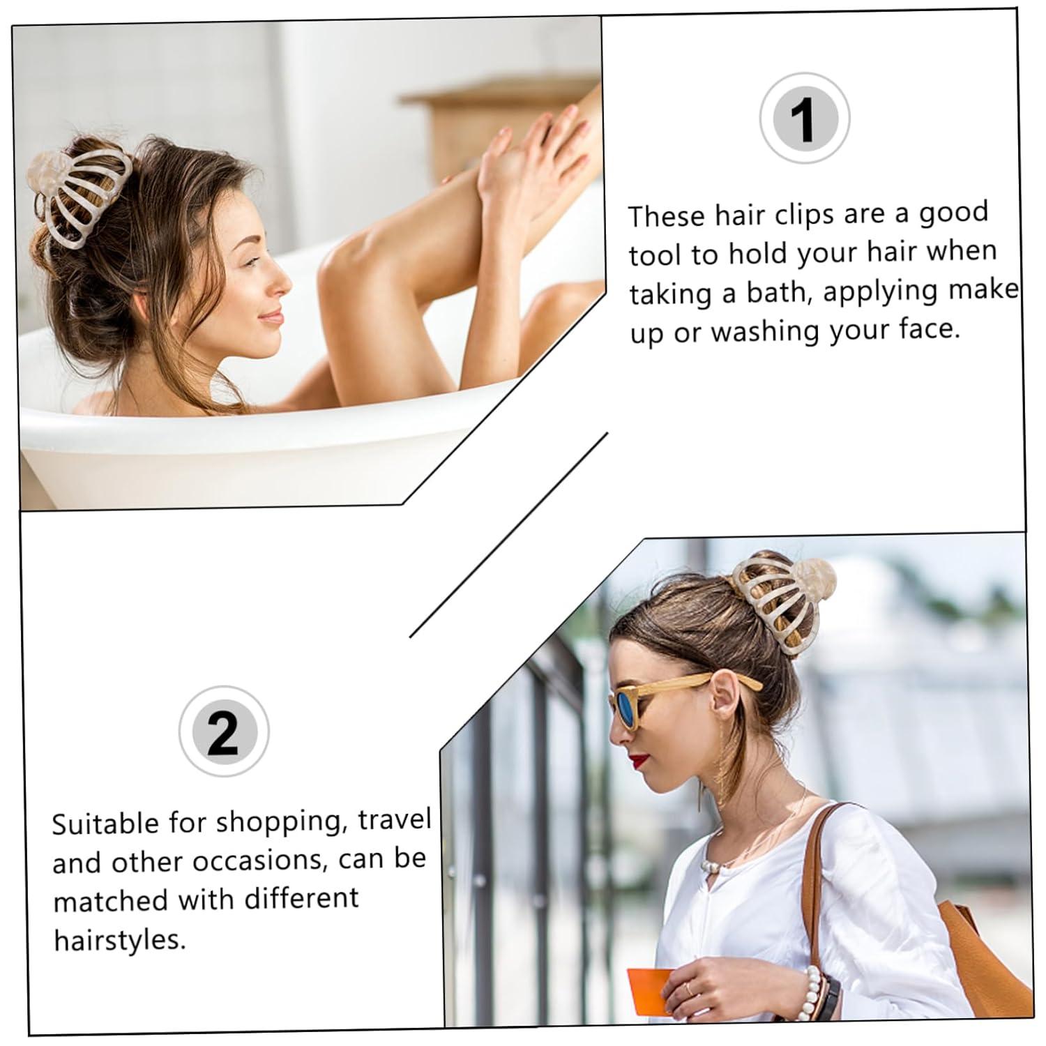 Retro Metal Hair Claw Clips 2Pcs Large Geometric Hollow Hair Clips for Thick and Thin Styling Accessories for Party Daily Use - Image 3