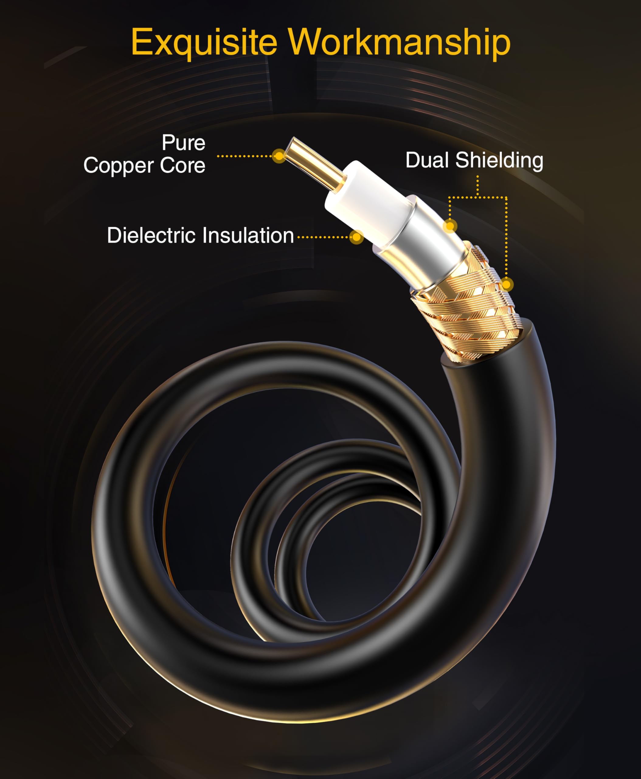 BlueRigger Cavo audio RCA per subwoofer, 2,4 m, confezione da 2, doppia schermatura, con connettori RCA placcati oro, per subwoofer, amplificatore, home theater
