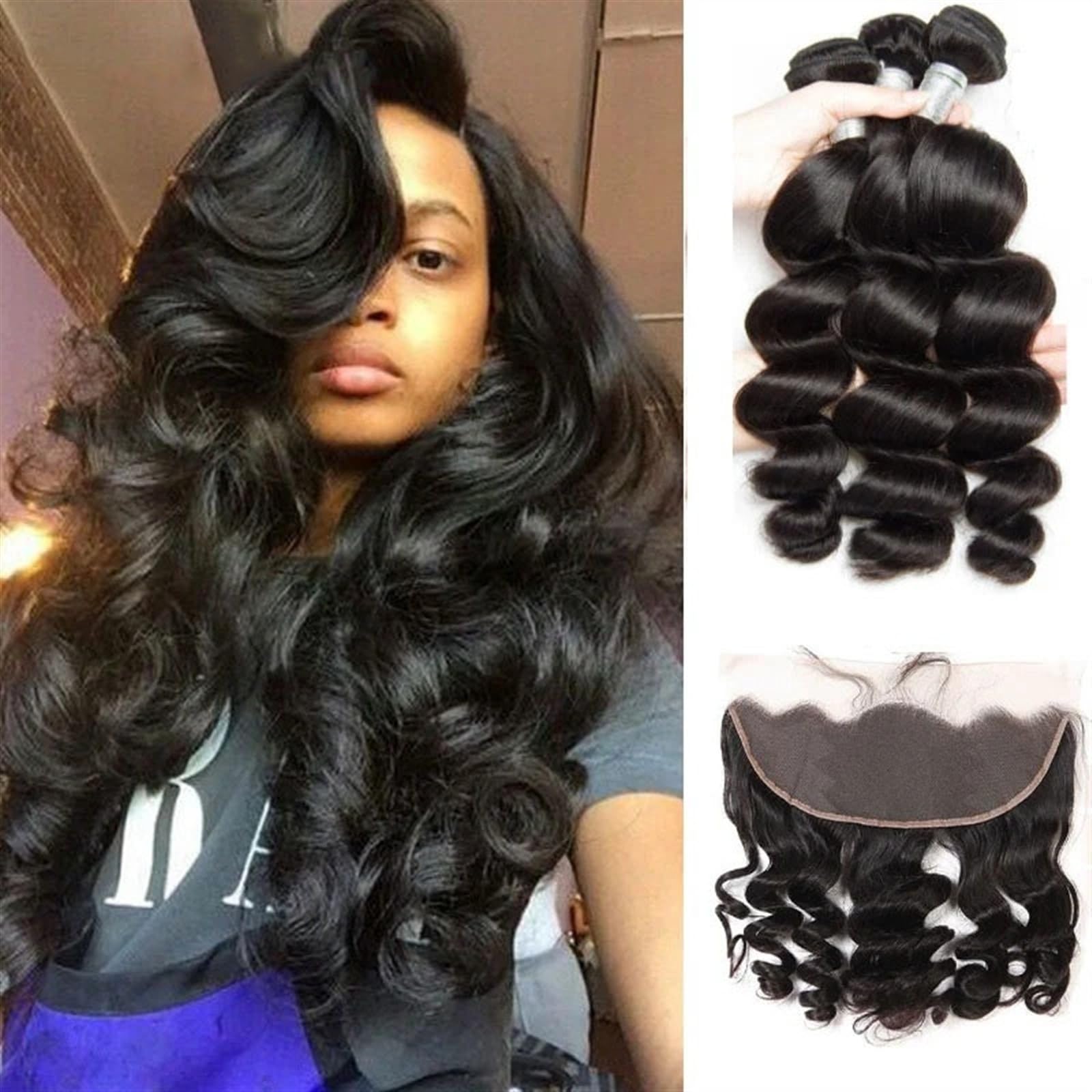 38 40 inch Loose Deep Wave Human Hair Bundles with 4x4 5x5 6x6 HD Lace Closure Brazilian Hair Weave | Human Hair Bundles 10-40inch Loose Wave Bundles With Closure Brazi | エクステンション | Mzdaaappt