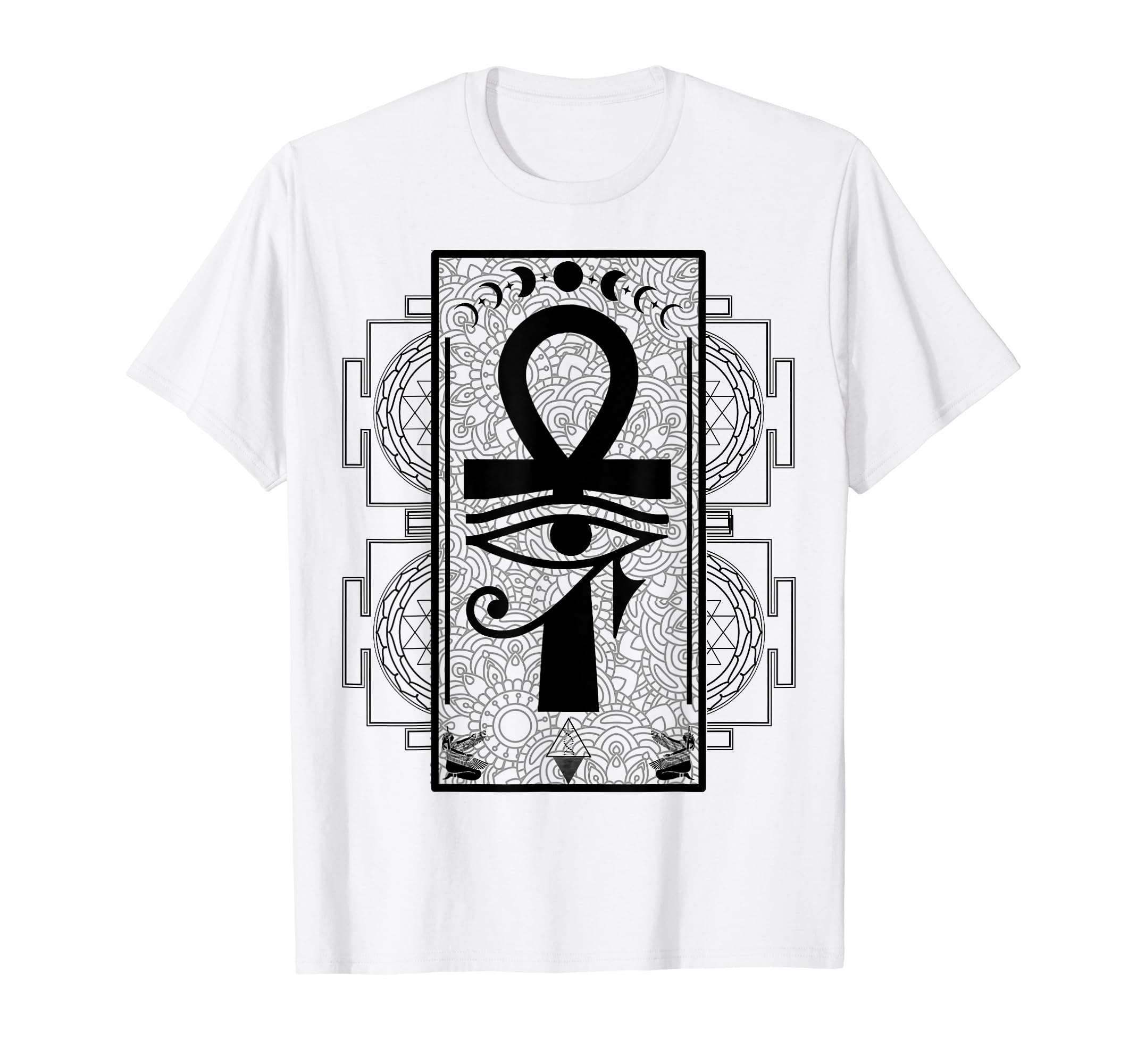 Kemetic touchSacred Geometry Egyptian Ankh Eye Of Horus Art T-ShirtOEKO-TEX STANDARD 100