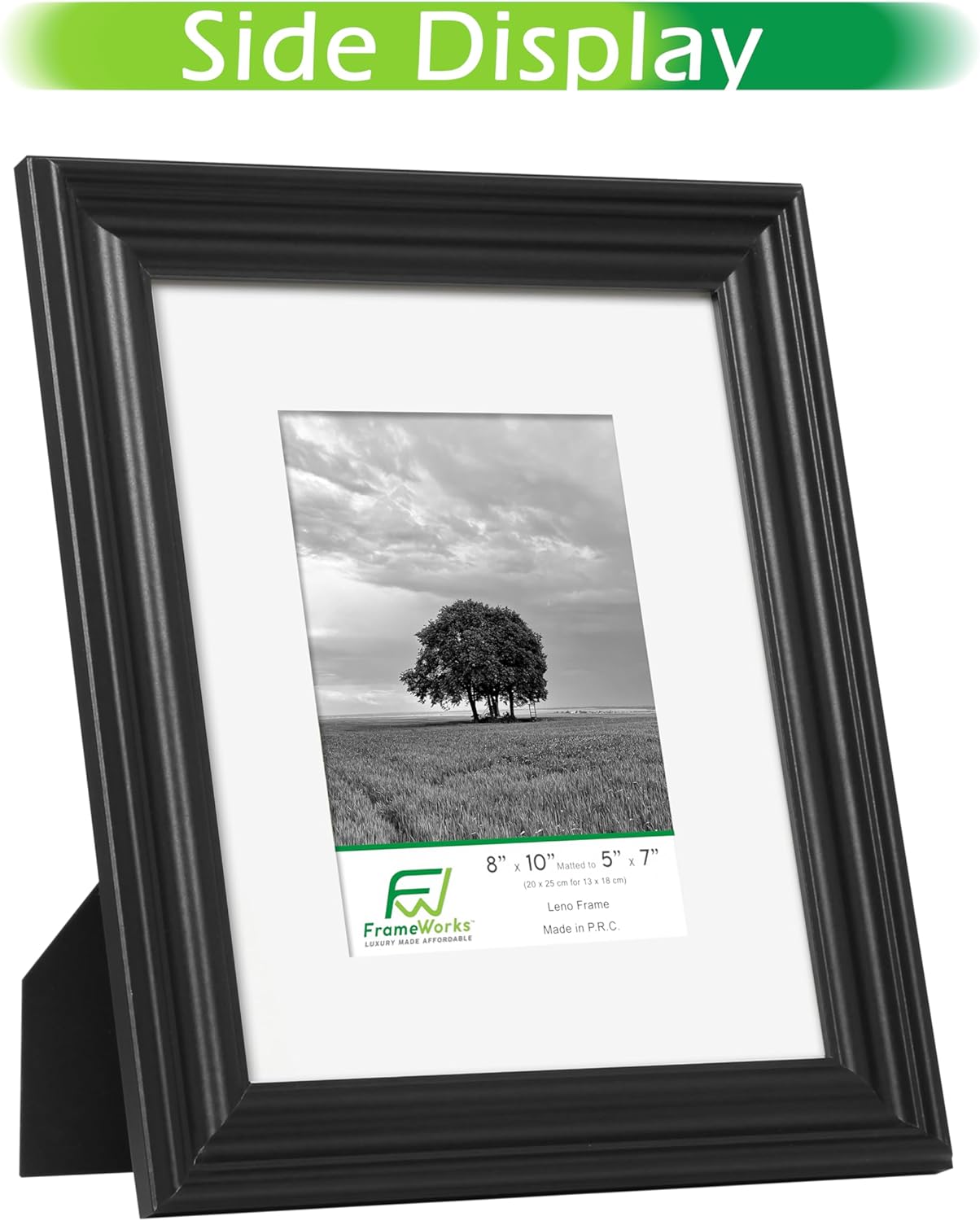 FrameWorks - 2-Pack - 8” x 10” Matted to 5" x 7" Black Wooden Picture Frames with Luxury Wide Molded Edge, Removable Mat, and Tempered Glass
