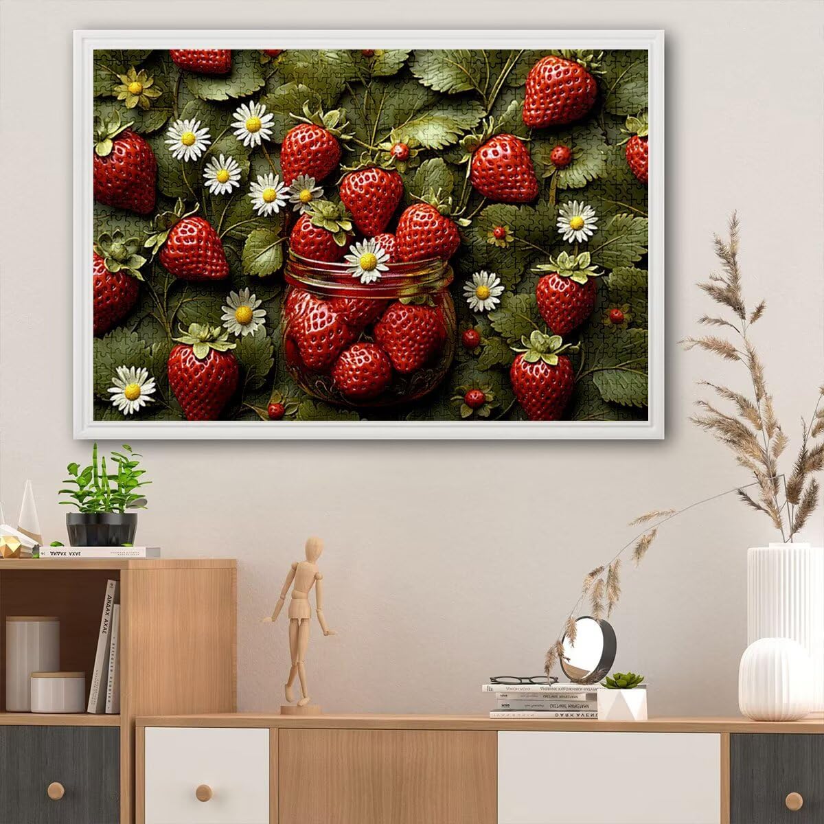 Puzzle 3000 sztuk truskawek dla dorosłych, drewniane puzzle kwiatowe dla dorosłych, trudne drewniane łamigłówki, rodzinne gry edukacyjne, łamigłówki z pudełkiem na prezent do dekoracji domu, prezent