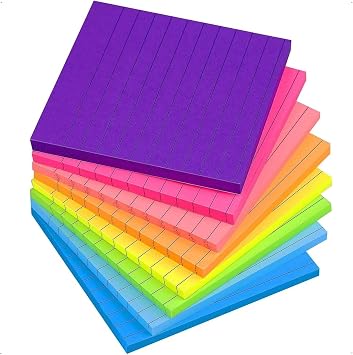 Aputue Yap kan Notlar, 8 Adet Sekmeli, Parlak Renkler Kendinden Yap kanl  Bloknot,  izgili 7.6 x 7.6 cm, Mini Kolay Yap t rma, Ev, Ofis, Defter i in, 8 Renk, 360 Yaprak