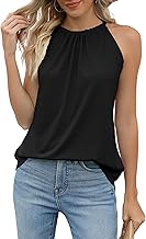 IECCP Women's Summer Vest Tops Halter Neck Sleeveless Tank Top Floral Loose Fit Cami Blouse Casual Cotton Shirts 2026
