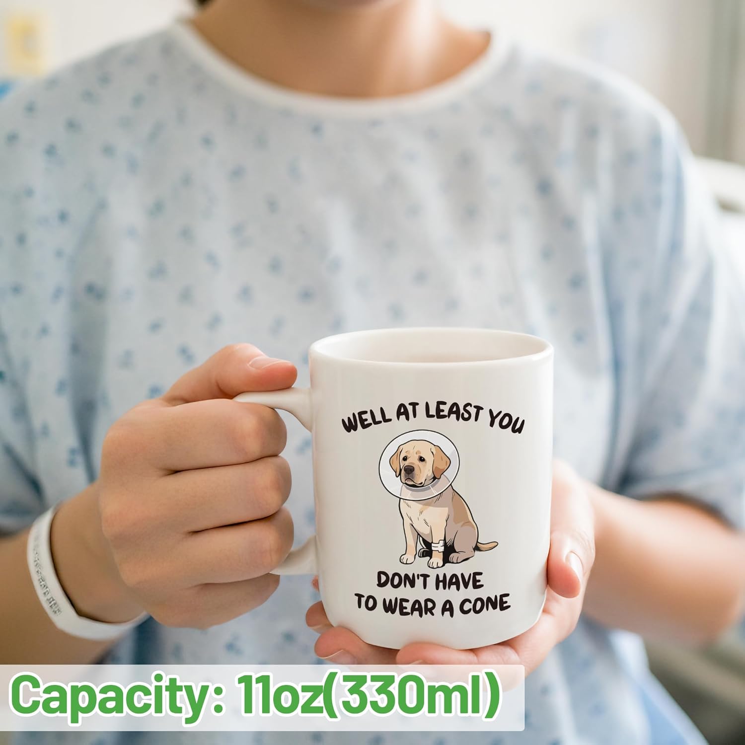 5Pcs Funny Get Well Soon Gifts - at Least You Don’t Have to Wear a Cone - 11oz Coffee Mug Funny Recovery Socks Gift Card Hand Bell, Humorous Get Well Gifts for Women Men Friends Patient Coworker - Image 5