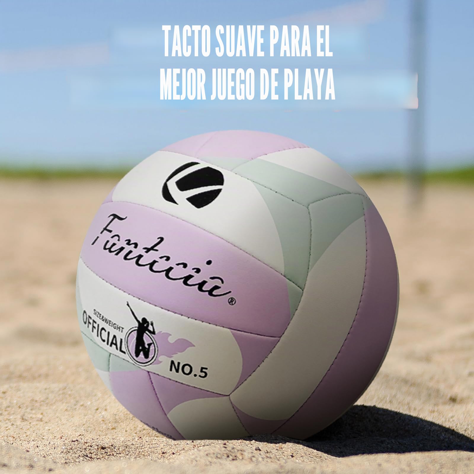 Voleibol Tamaño 5 con Bomba, Voleibol de Playa de Cuero Suave para Interiores y Exteriores