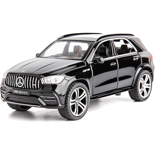 1/32 Scale Benz AMG GLE 63S SUV Toy Car, Alloy Diecast Collectible Pull Back Car Model with Light and Sound Toy Vehicles for Adults Boys Girls Gift Toy(Black)
