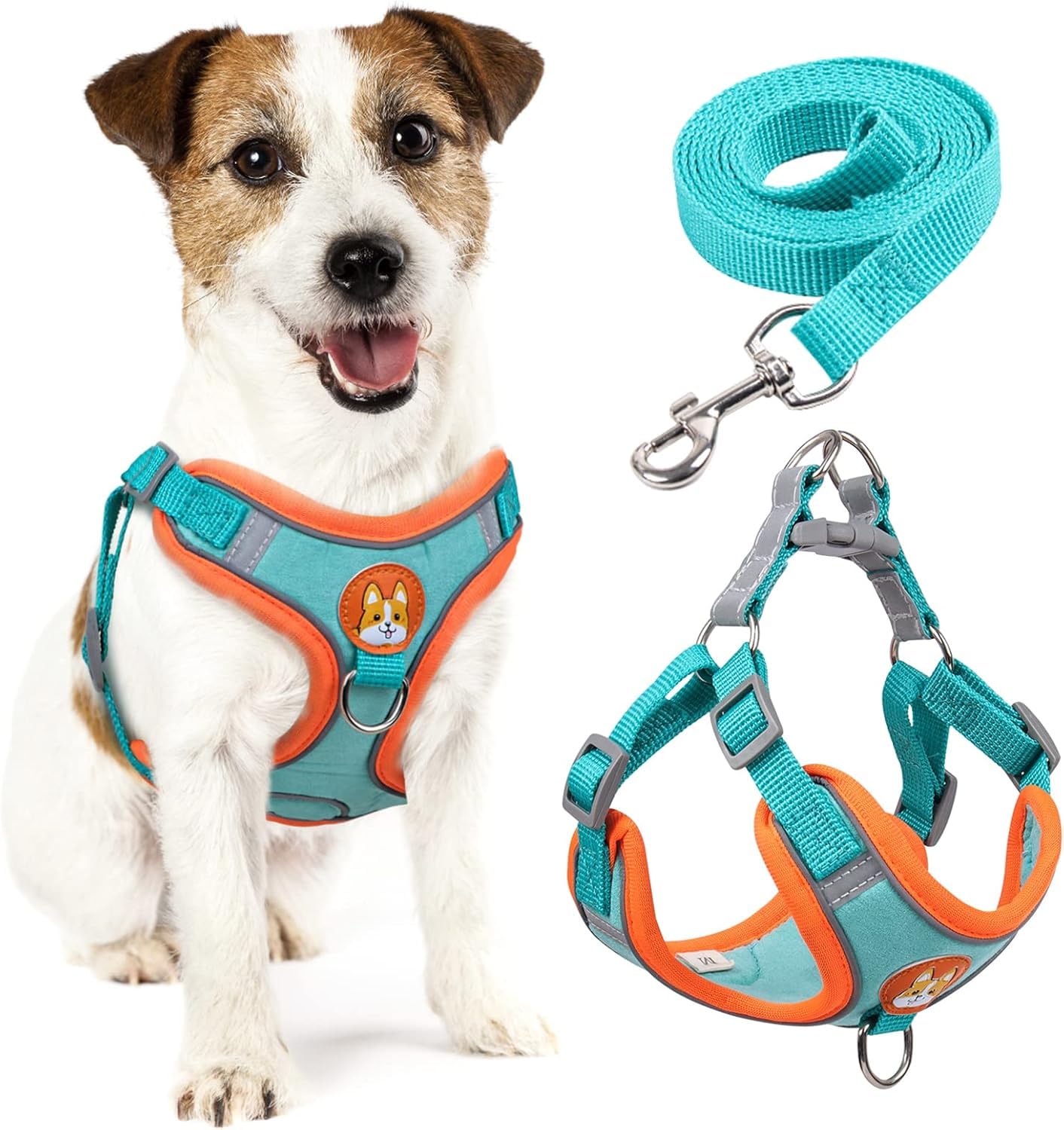 CoodipetDog Vest Harness - Breathable adjustable vest harness with reflective strip and leash - Safe and lightweight - Easy to wear, suitable for cats, puppies