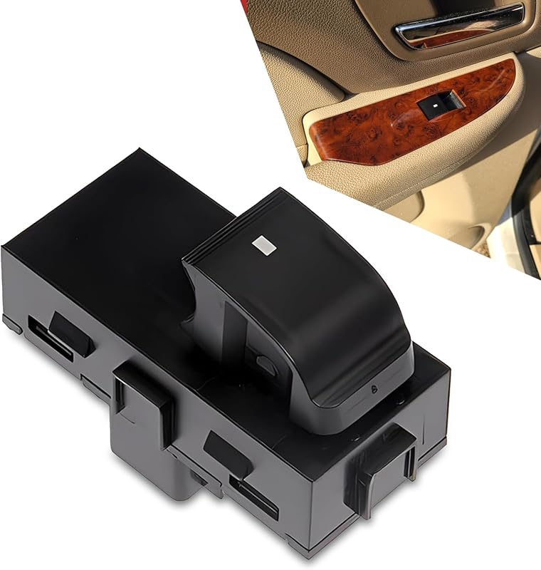 Interruptor do vidro elétrico Jewkot preto para Chevrolet, GMC e Buick – 2,56 x 2,17 pol. (6,50 x 5,51 cm)