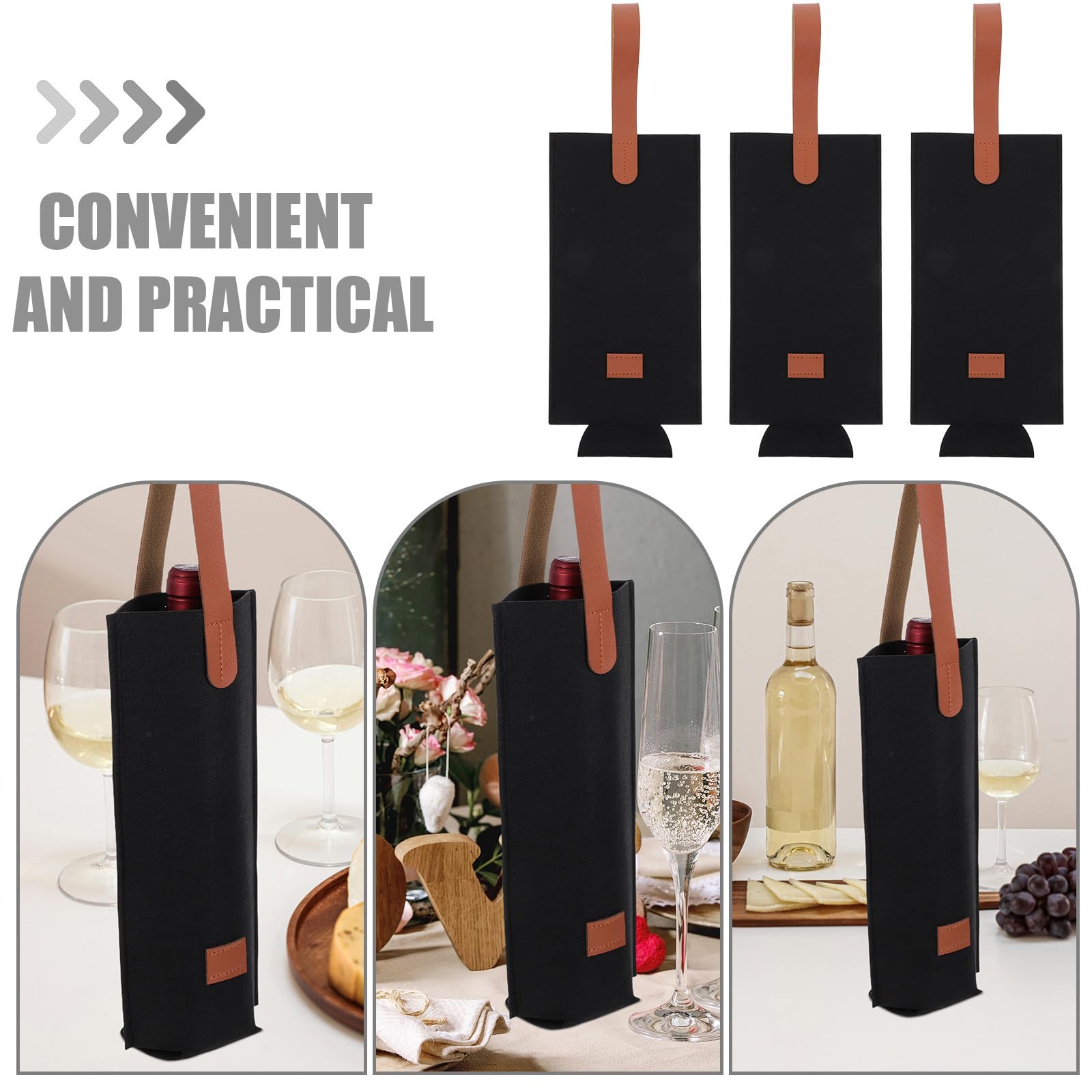 Kichvoe Lot de 10 sacs de transport pour bouteilles de vin en feutre - Sac à vin rouge 30 x 9 cm pour une utilisation en extérieur - réutilisable en feutre pour emballer les bouteilles, idéal pour