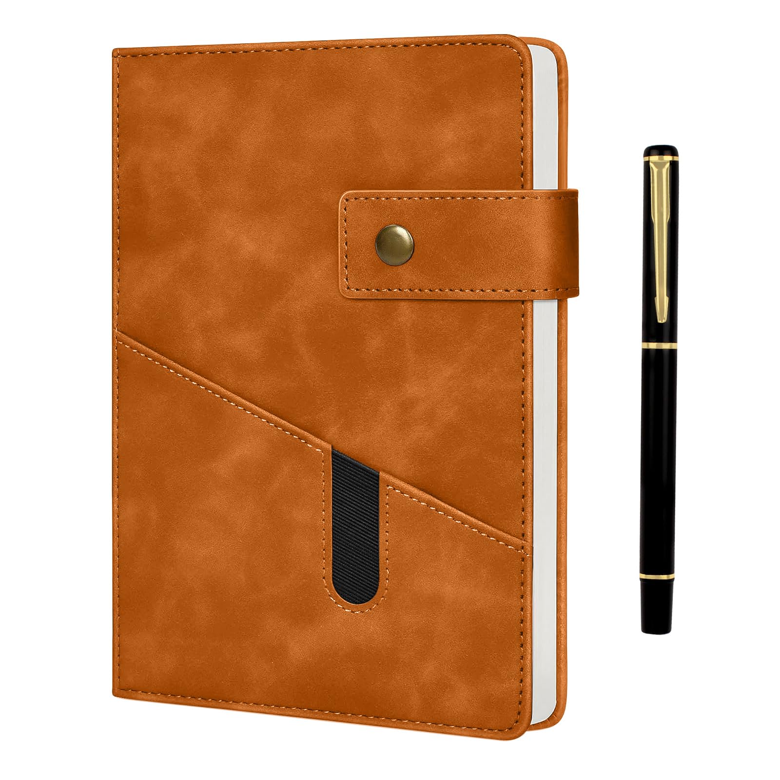 Notebook and Pen Set, A5 Lined Leather Journal Notebook, 200 Pages 100 Gsm Thick Ruled Paper, Personal Organiser Leather Journal, A5 Diary for Men Women School, Travel, Business, Work, Writing (Brown)