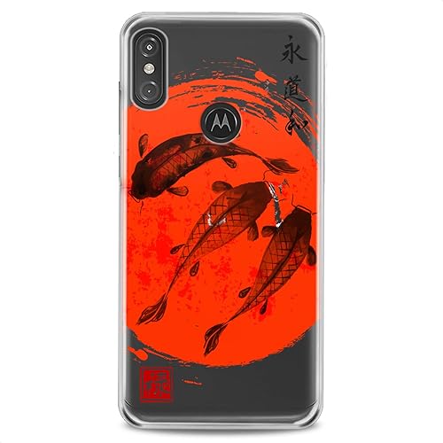 Miniatura 3 de Cavka Funda de TPU compatible con Motorola G9 G8 Plus G7 E20 P40 Z4 Edge 20 G22 Stylus Koi Fish Flexible Silicona Río Suave Diseño Lago Japón Rojo