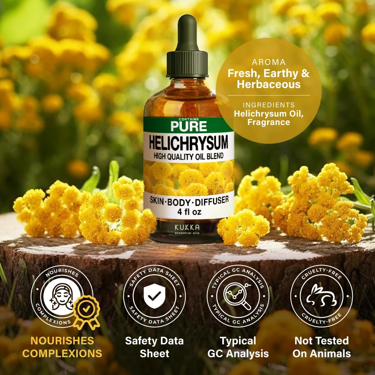 KUKKA Helichrysum Essential Oils - 4 Fl Oz - for Hair, Skin, Diffuser, Aromatherapy & DIY Soap Making Scent - Image 7