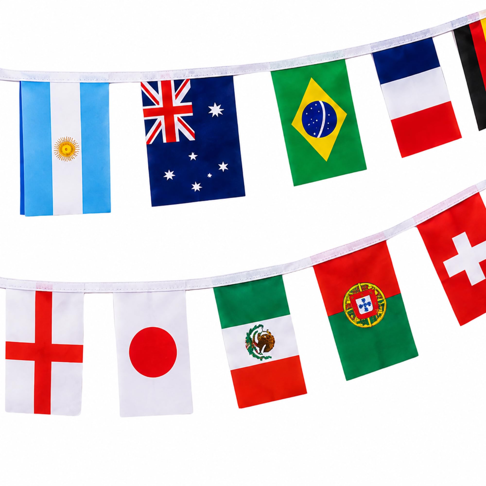 Guirlande Drapeaux Coupe du Monde Football 2026 15m 48 Drapeaux Pays 21x14cm Décoration Supporter