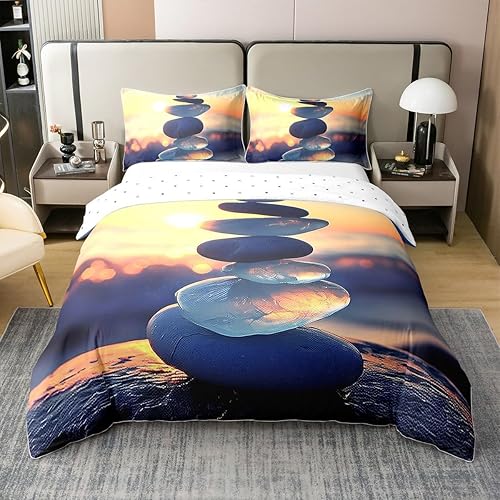 Miniatura 28 de jejeloiu Funda de edredón con estampado de radio Boombox, 100% algodón, para niños y niñas, tamaño matrimonial, juego de ropa de cama retro con Azul