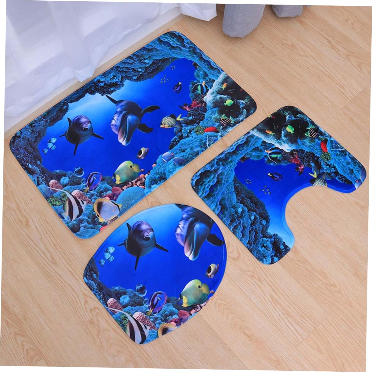 OUNONA Lot de 3 Tapis de Bain Tapis de Bain antidérapant Tapis pour abattant WC Doux Borne Tapis