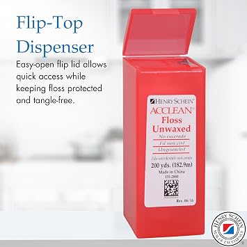 Acclean Dental Floss, Shred-Resistant Nylon, Unwaxed Floss, 200 Yards, Unflavored, Office Spool Dispenser 3 Pack