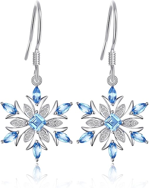 JewelryPalace Snowflake 1.4ct Genuine Swiss Blue Topaz Dangle Earrings 925 Sterling Silver