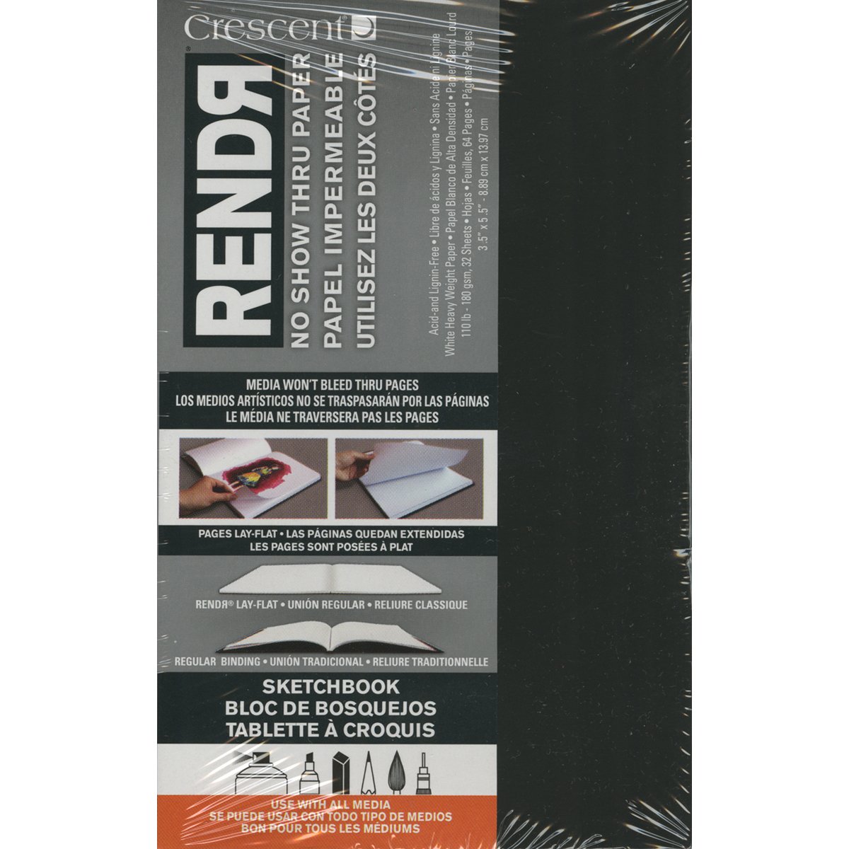 Crescent Cardboard Co RENDR No Show Thru Lay Flat Sketch Book, 3.5Inch by 5.5Inch Amazon.in