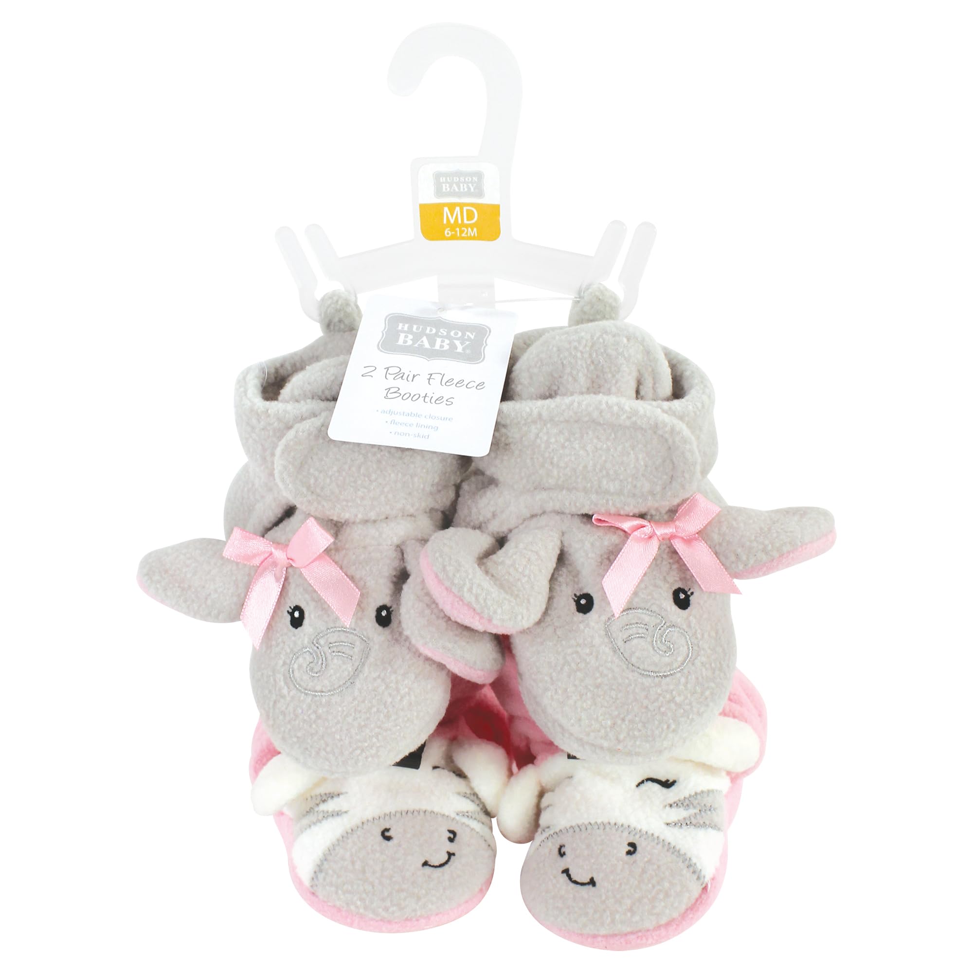 Hudson Baby Unisex Baby Cozy Fleece Booties, Elephant Zebra, 0-6 Months