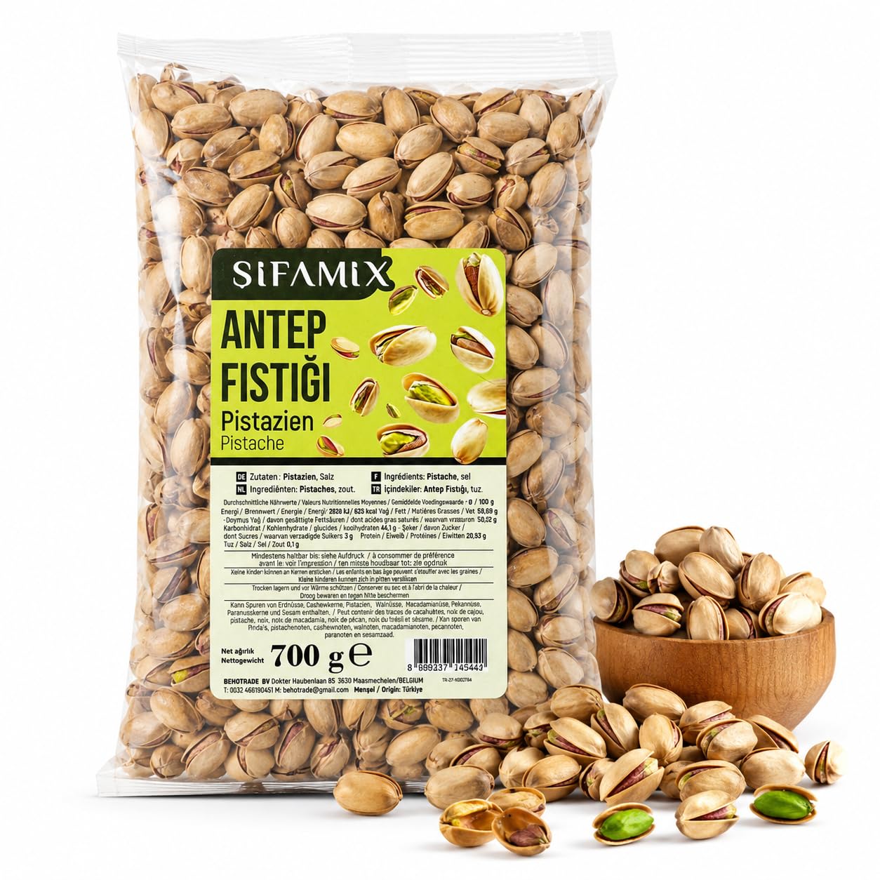 700 g Antep-Pistazien aus Gaziantep, Türkei – Geröstete und Geöffnete Pistazien in Schale | Über Holzfeuer Geröstet | Leicht Gesalzen | Charakteristisches Aroma