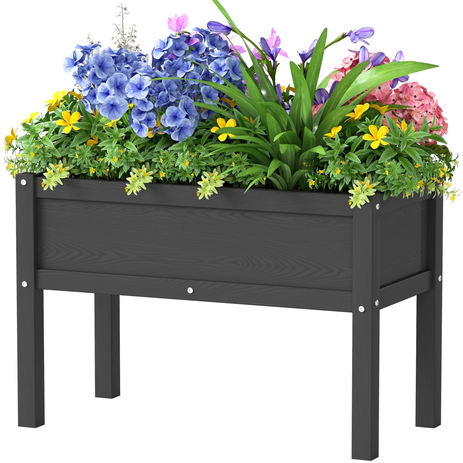 BIVODA Small HDPE Raised Garden Bed, Elevated Planter Box with Legs, Outdoor All-Weather Planter Raised Beds for Seeds, Herbs, Flowers, Vegetables (