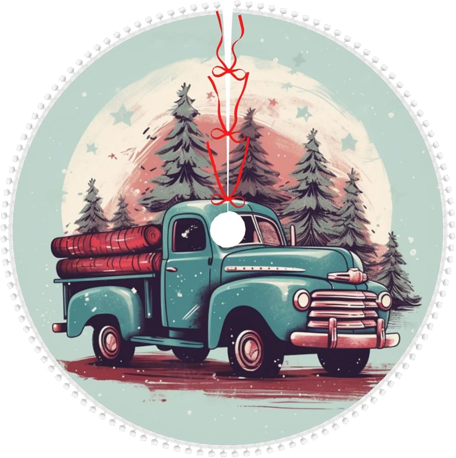 Christmas Tree Skirt Cart Pulling Lumber Xmas Tree Skirt Christmas Decorations Christmas Tree Mat Christmas Tree Skirts Xmas Decorations for Indoor Holiday Party Decor