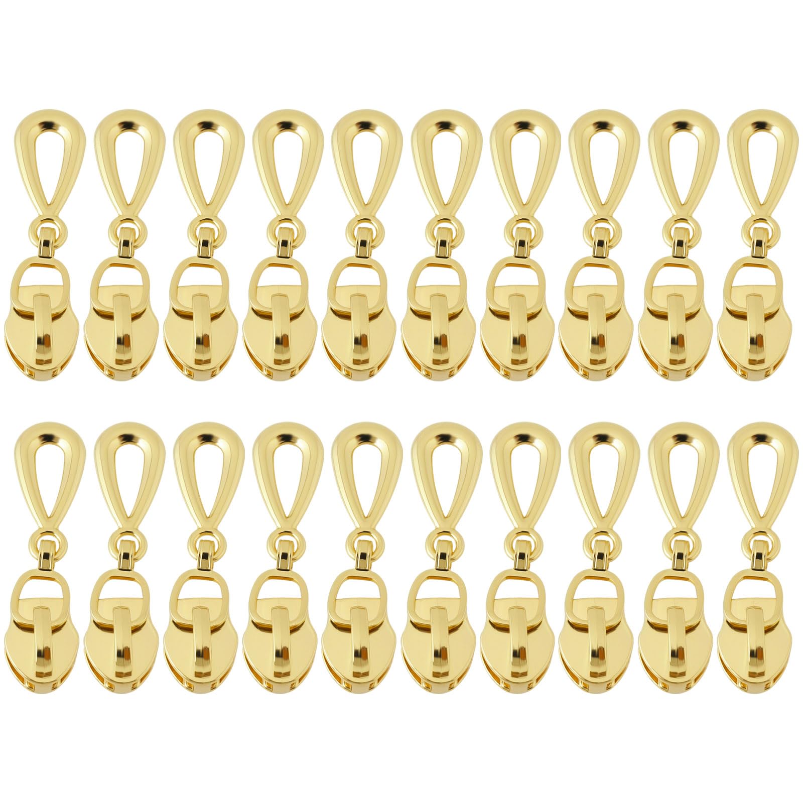 Create idea 20pcs No.5 Gold Non Locking Zippers Sliders 6mm Metal Teardrop Shape Zipper Puller 4cm Slider for Nylon Coil Zippers for 6mm Open Zipper Sliders Gold