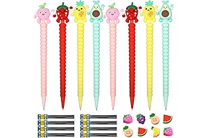 Pastel Mechanical Pencils, Chinco 24 Mechanical Pencil with Mini Fruit Erasers