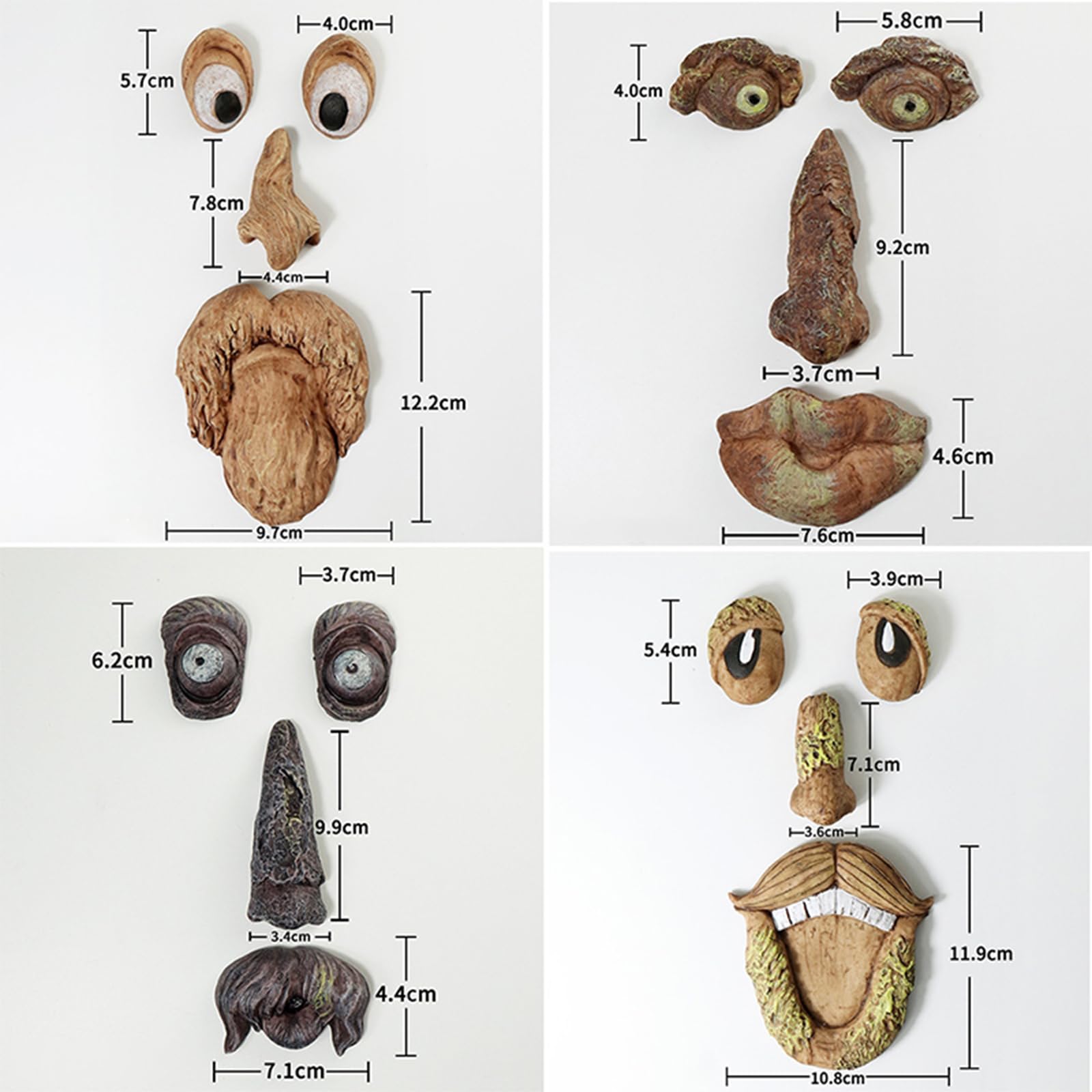 Baumgesicht-Skulptur | Gehörnter Alter Mann, 22.9x17.8x6.1cm Für Garten-Deko