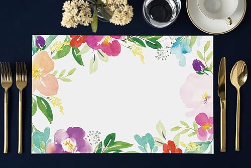 Miniatura 2 de DB Party Studio - Manteles individuales de papel, 25 unidades, desechables, fáciles de limpiar, para fiestas, hermosas flores tropicales, cocina,