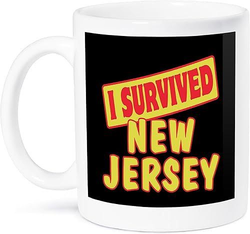 3dRose mug_118135_2 I Survived New Jersey Survial Pride and Humor - Taza de cerámica, 15 onzas