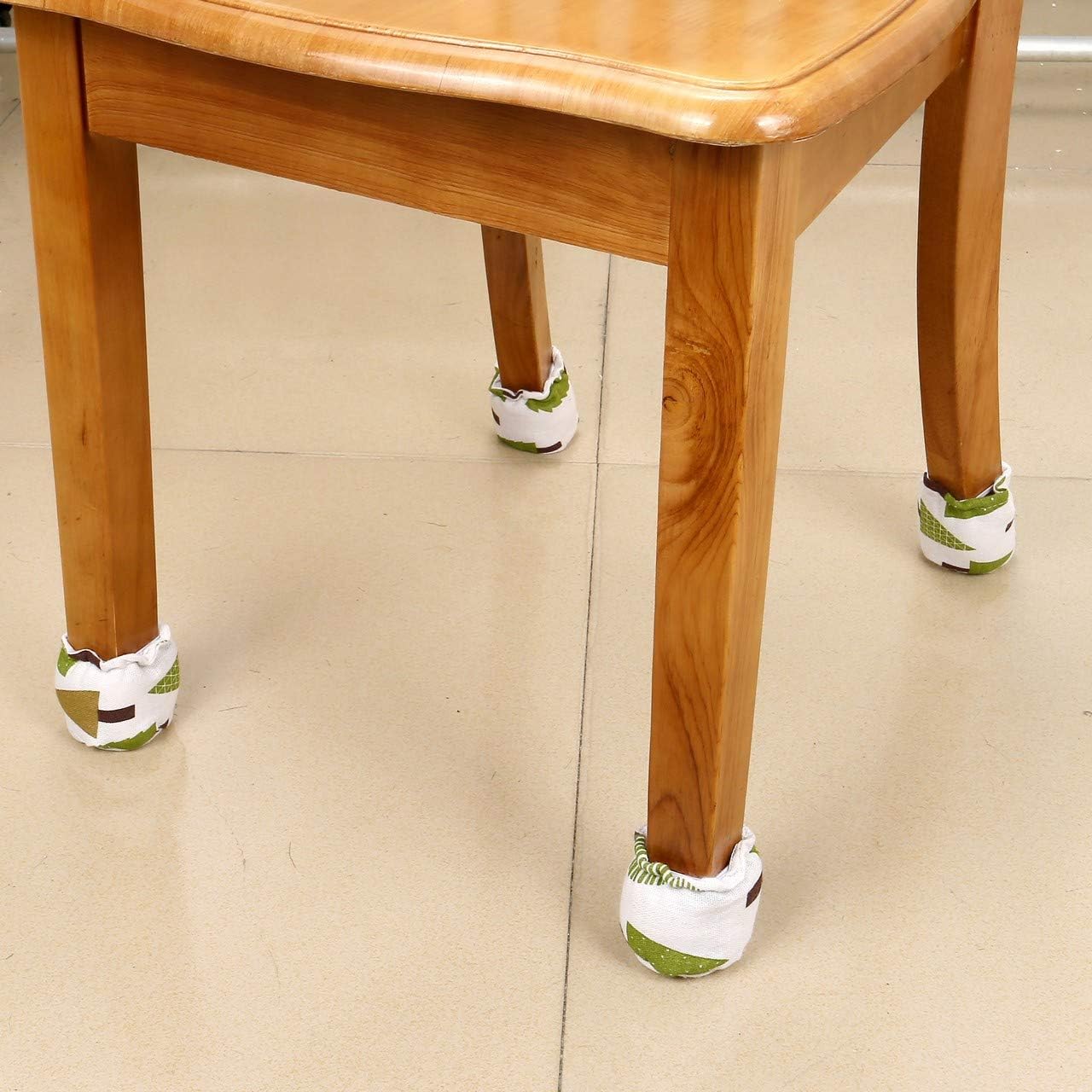 16PCS Chair Leg Socks, Linen Plaid Furniture Leg Feet Protectors Decorative Non-Slip Socks for Wood Hardwood Floor (Leaf)