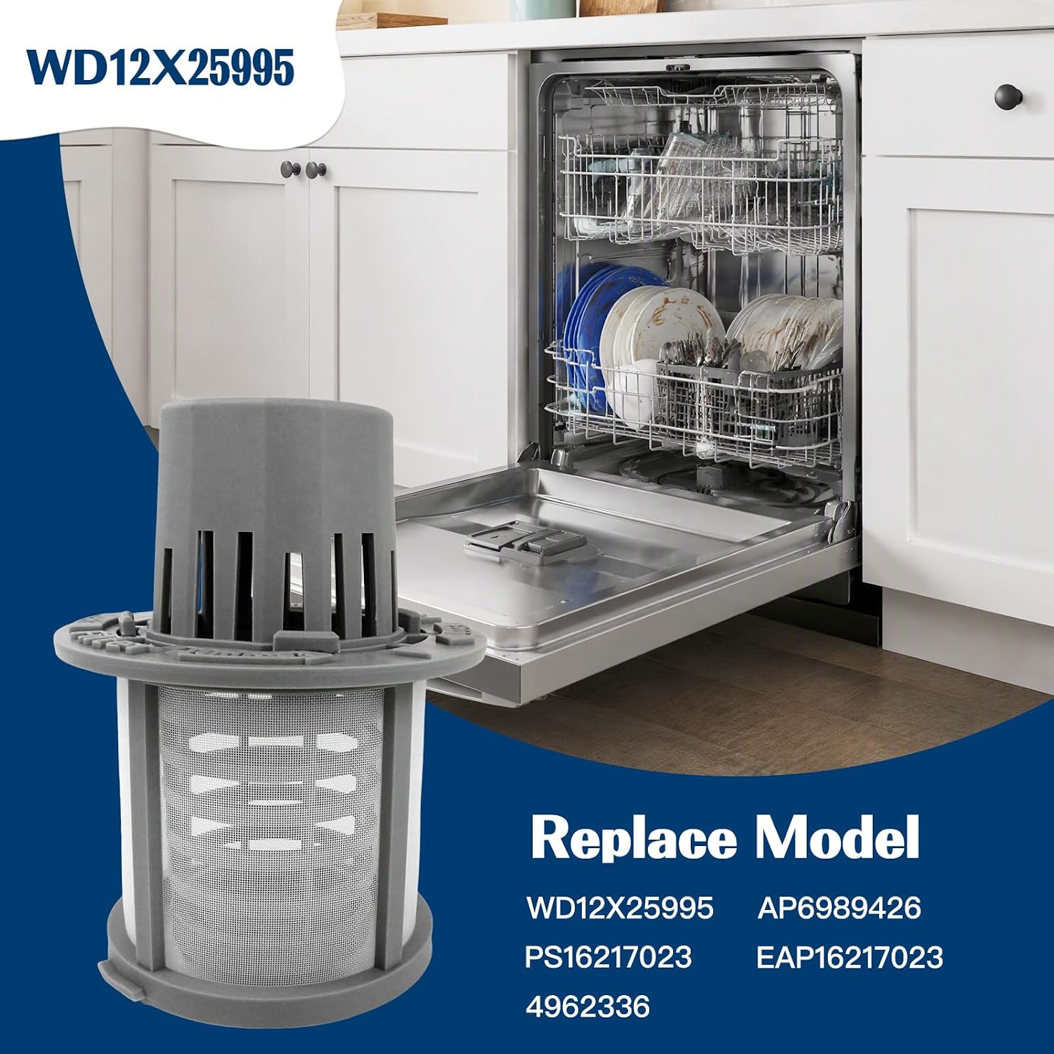 WD12X25995 Dishwasher Filter Assembly Replaces AP6989426 PS16217023
