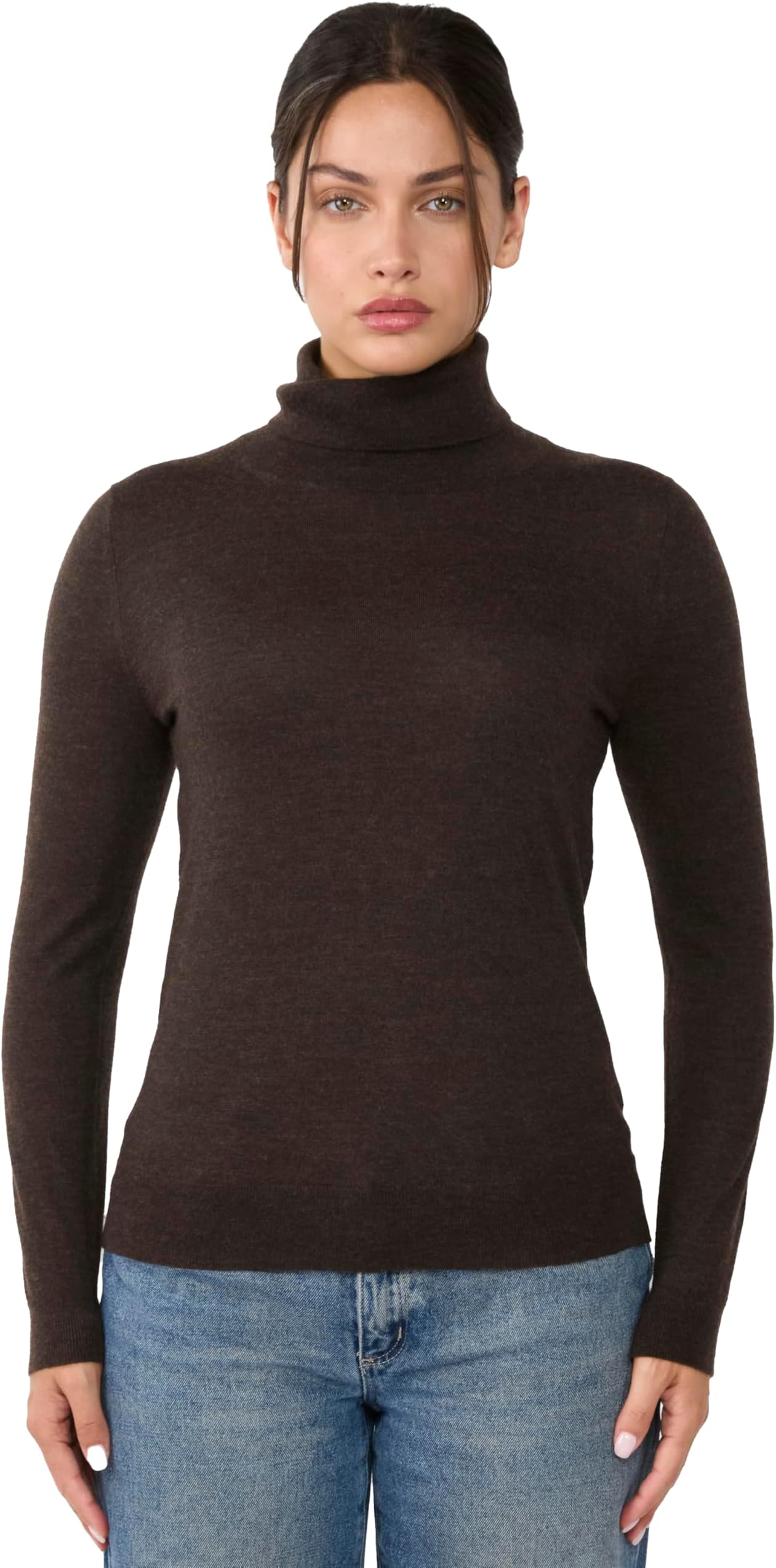 JENNIE LIU Womens 100% Cashmere Turtleneck Sweater | Tissue Weight Cashmere Sweaters for Women