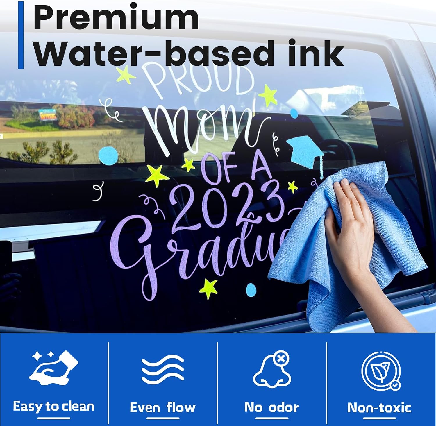 Liquid Chalk Markers 8 Colors Metallic Chalk Pens with 10mm 3 in 1 Nib, Drawing Erasable Markers for Glass Window Cars Mirror Chalkboard Whiteboard Blackboard
