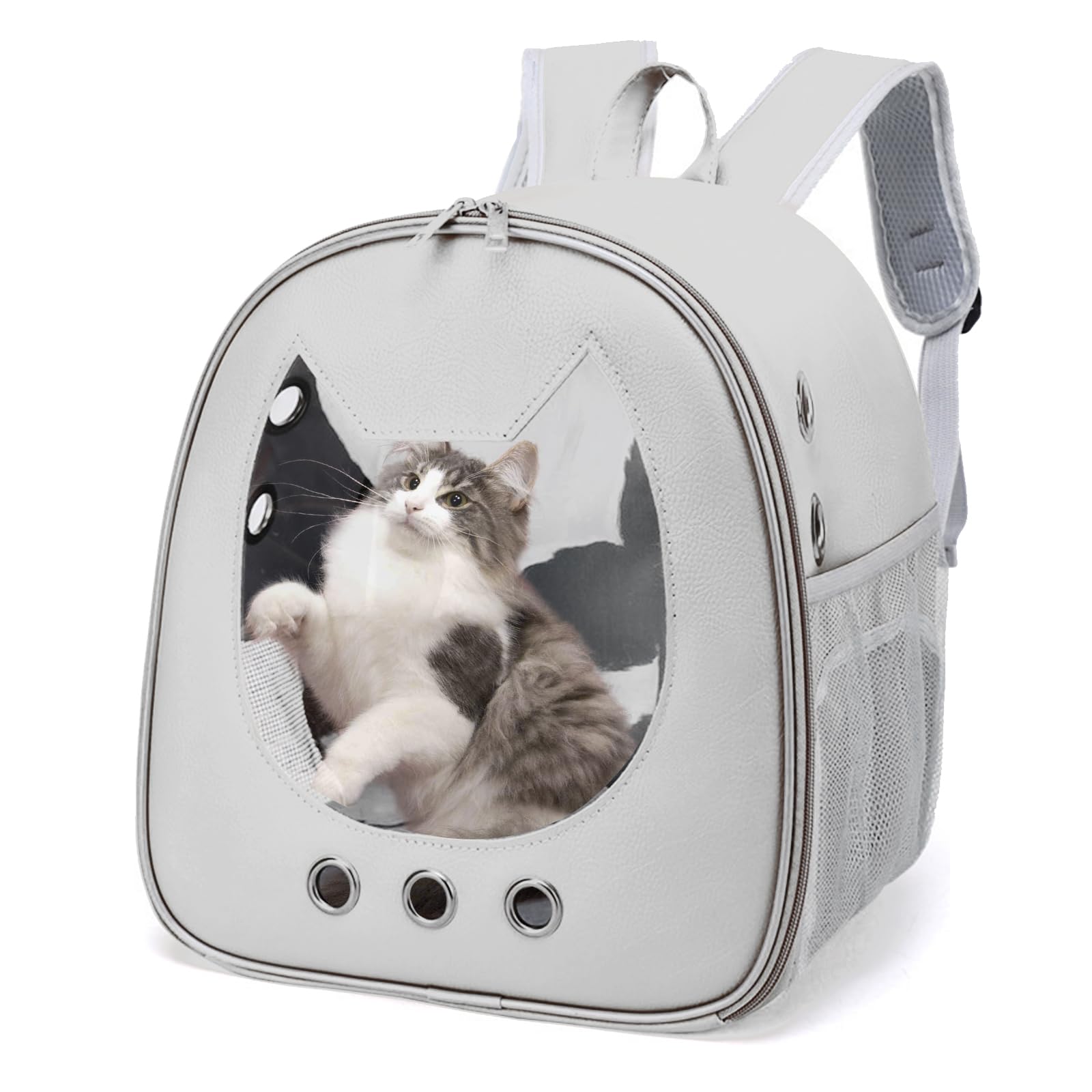 Cat Carrier Backpack, Breathable Cat Bag Front Pack for Small Medium Cat Puppy Dog, Space Capsule Pet Carrier Backpack for Outdoor Travel Hiking Camping