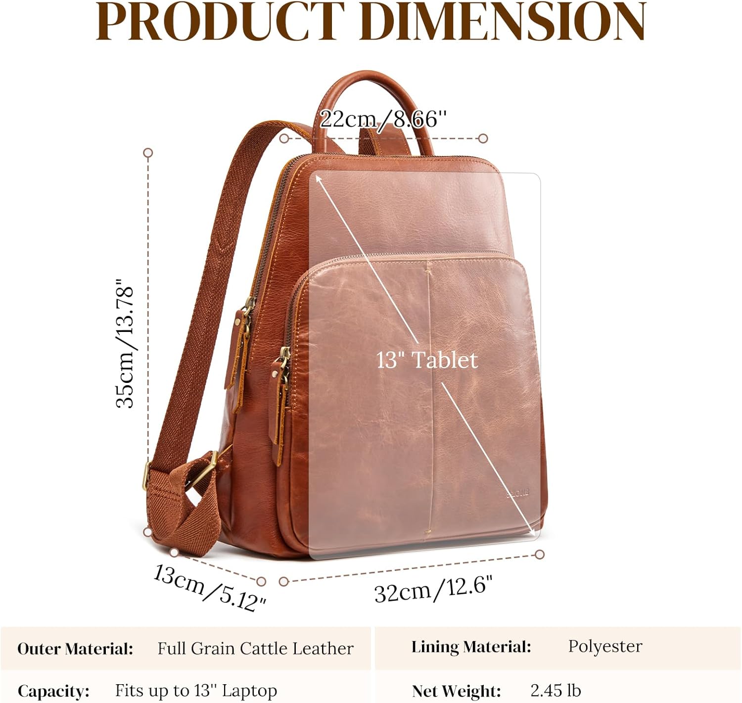 S-ZONE Small Leather Backpack for Women Fashion Designer Purse Anti-theft RFID Travel Bag - Image 3