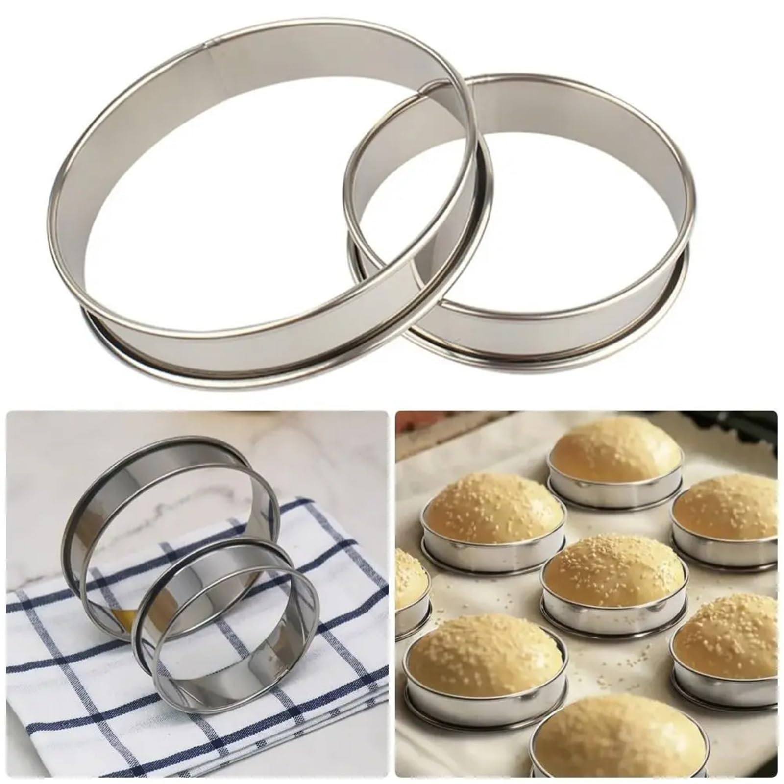 Anillo de Tarta Enrollado Acero Inoxidable Anillos Muffins Metal Redondo Molde for Frutas Pastel Galletas for Hacer Alimentos Accesorio Cocina Aro para Tarta(M)