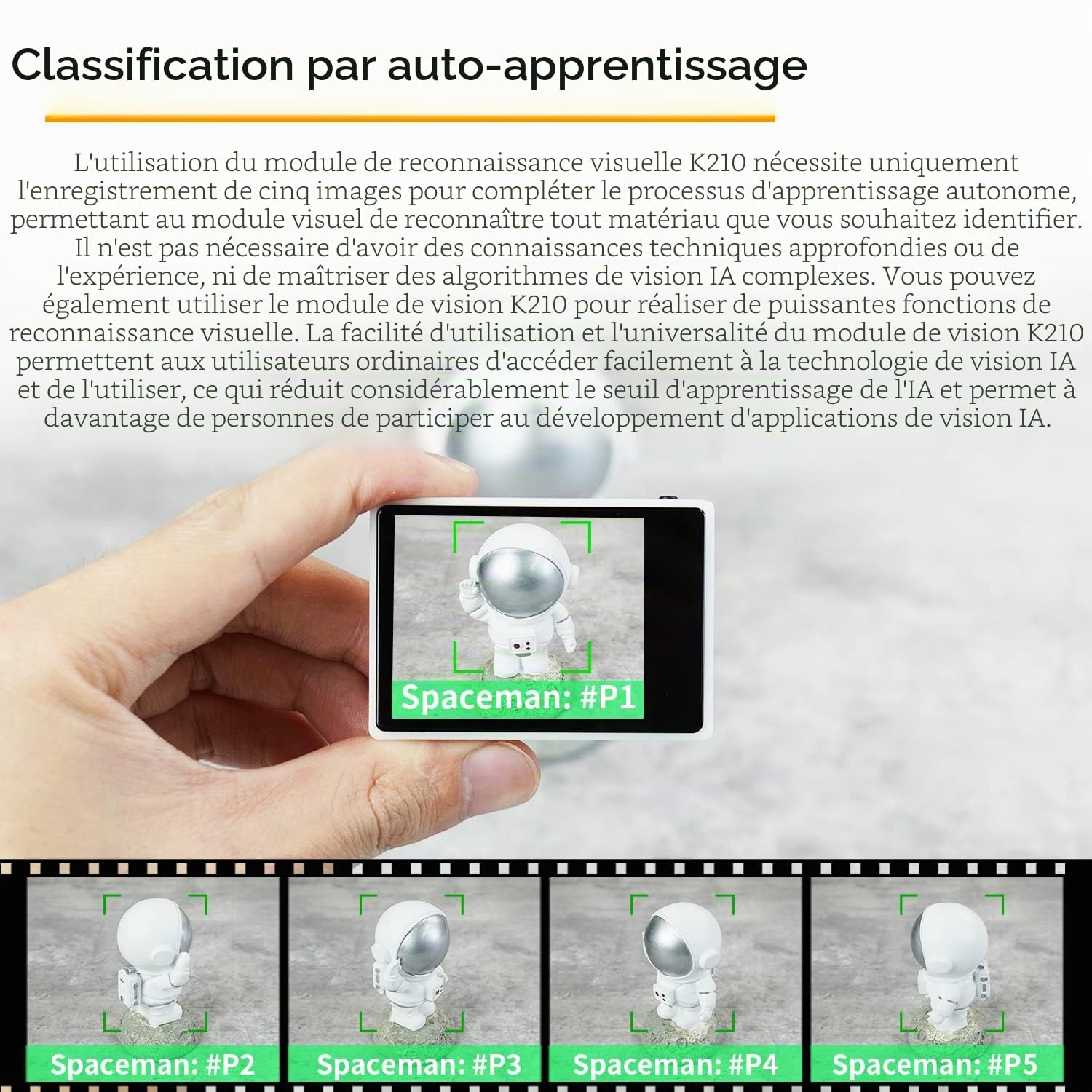 Yahboom Module de capteur de Vision K210 AI Smart Camera pour Arduino Raspberry Pi Micro:bit, Code Open Source, Face|QR|Objet|Couleur|Reconnaissance de Panneaux Routiers, détection de fonctionnalités