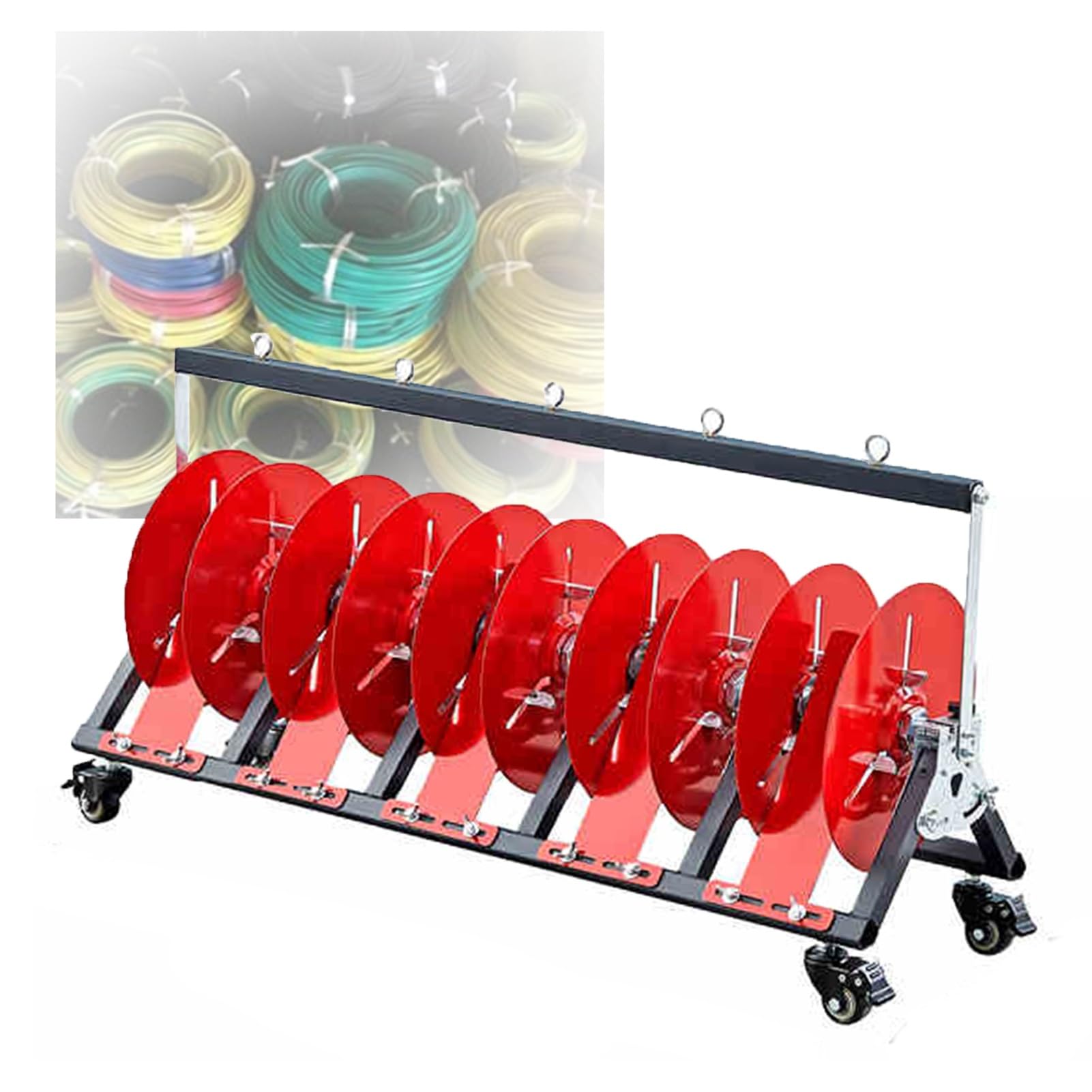 GCGC Carrello for Rocchetti di Filo, Porta Tubo con Freno, Ruota Girevole, Organizer for Cavi, Corde, Paracord E Cavi.(38x83.5x28cm)
